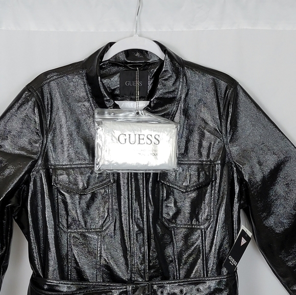 Guess Pax Faux- Black Leather Jacket  W3RL24KBJL0  Womens Size Large New - Picture 3 of 14